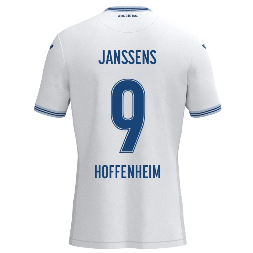 Danxen Mujer Camiseta Jill Janssens #9 Blanco Azul 2ª Equipación 2024/25 La Camisa