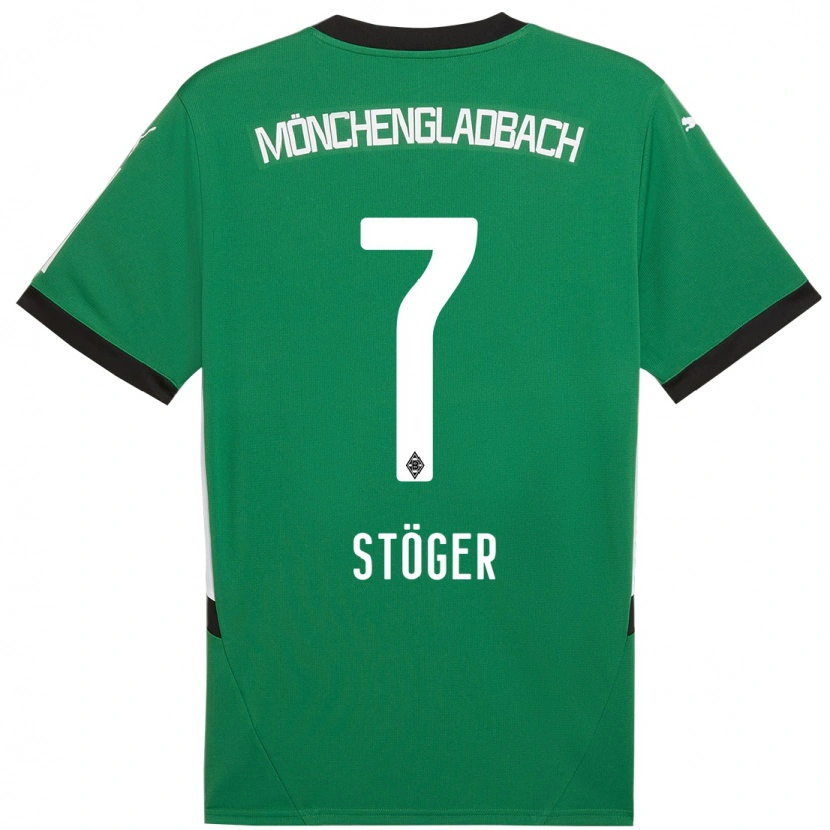 Danxen Mujer Camiseta Kevin Stöger #7 Verde Blanco 2ª Equipación 2024/25 La Camisa