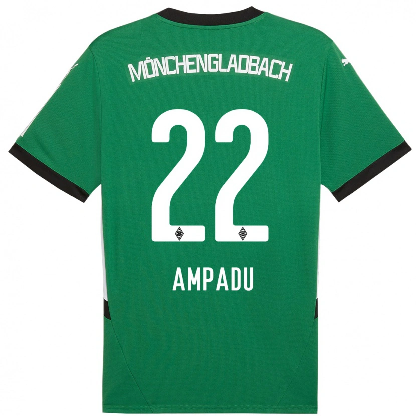 Danxen Mujer Camiseta Leon Ampadu #22 Verde Blanco 2ª Equipación 2024/25 La Camisa