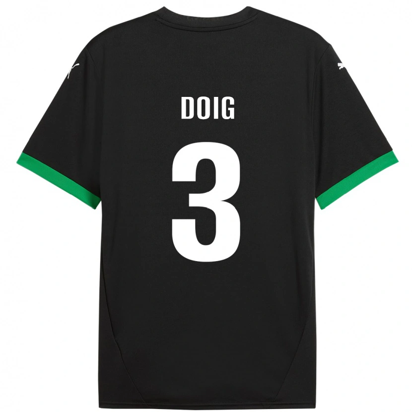 Danxen Niño Camiseta Josh Doig #3 Negro Verde Oscuro 1ª Equipación 2024/25 La Camisa