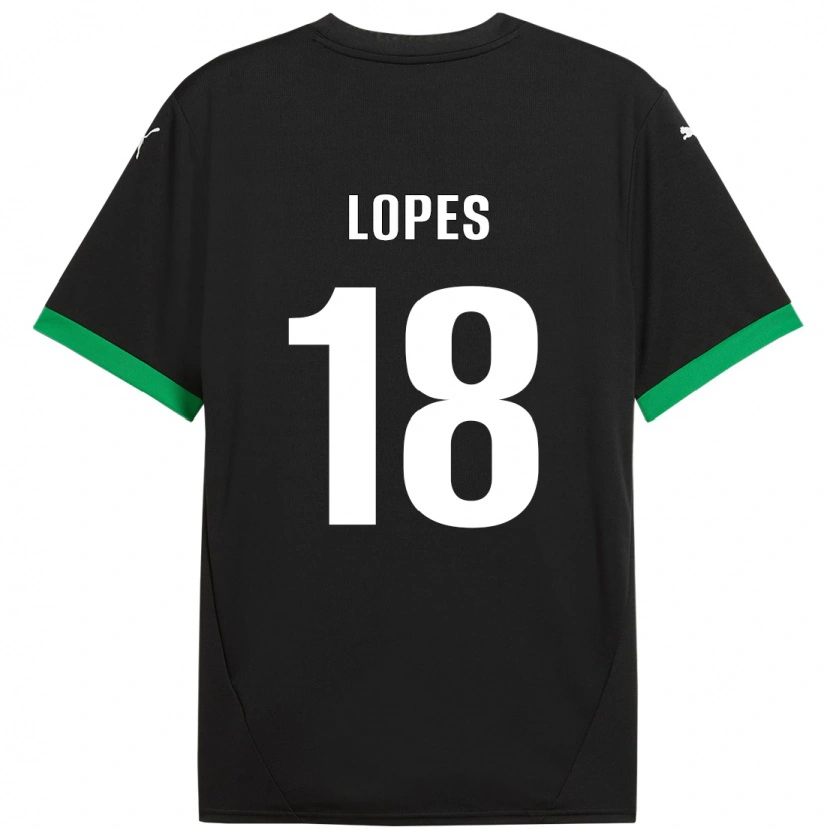 Danxen Niño Camiseta Emerick Lopes #18 Negro Verde Oscuro 1ª Equipación 2024/25 La Camisa