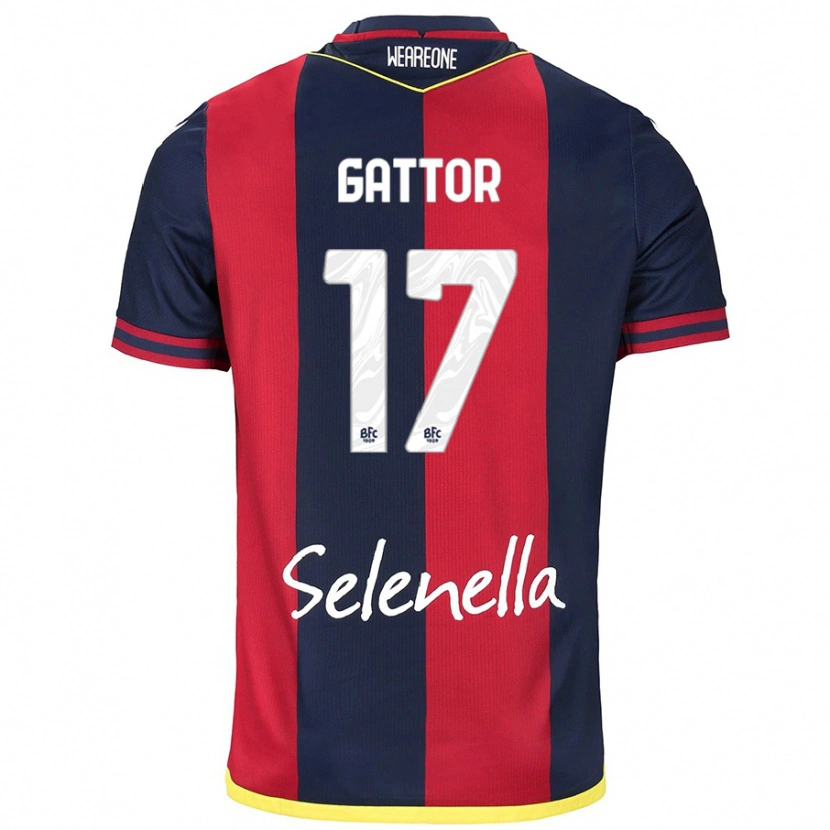 Danxen Niño Camiseta Gianluca Gattor #17 Rojo Azul Real 1ª Equipación 2024/25 La Camisa