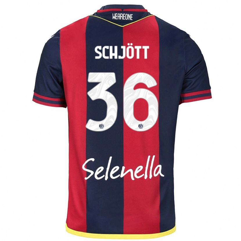 Danxen Niño Camiseta Gustav Schjött #36 Rojo Azul Real 1ª Equipación 2024/25 La Camisa