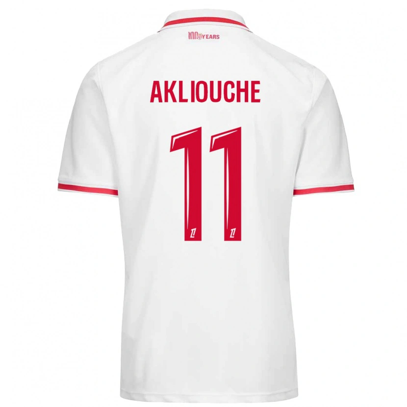 Danxen Niño Camiseta Maghnes Akliouche #11 Blanco Rojo 1ª Equipación 2024/25 La Camisa