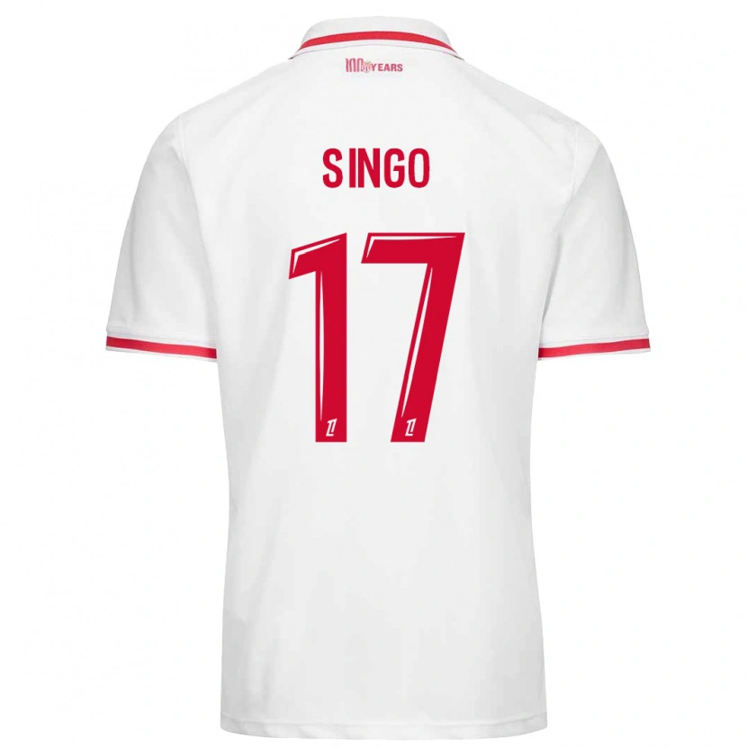 Danxen Niño Camiseta Wilfried Singo #17 Blanco Rojo 1ª Equipación 2024/25 La Camisa