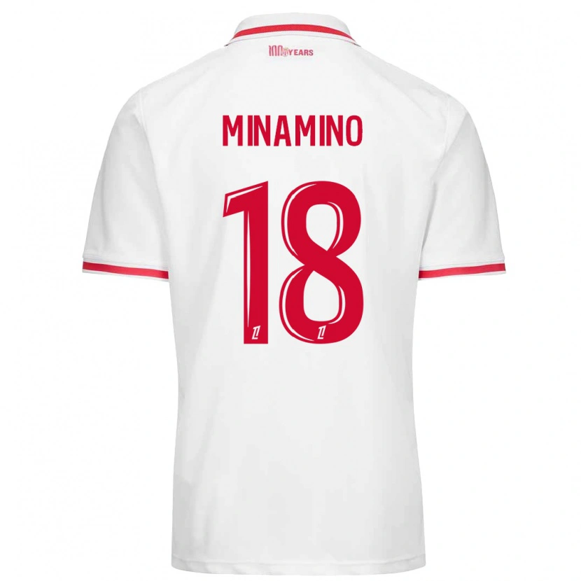 Danxen Niño Camiseta Takumi Minamino #18 Blanco Rojo 1ª Equipación 2024/25 La Camisa