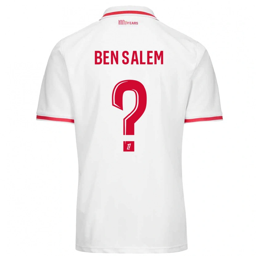 Danxen Niño Camiseta Oualid Ben Salem #0 Blanco Rojo 1ª Equipación 2024/25 La Camisa