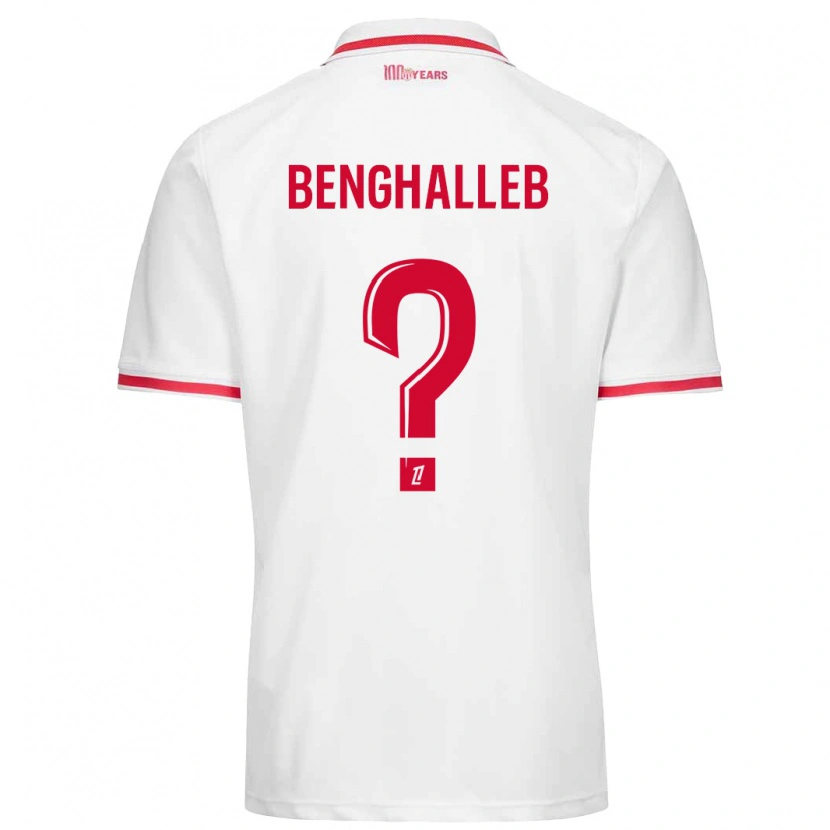 Danxen Niño Camiseta Adam Benghalleb #0 Blanco Rojo 1ª Equipación 2024/25 La Camisa