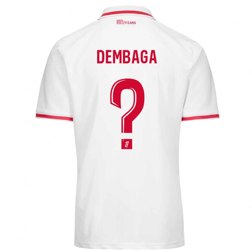 Danxen Niño Camiseta Boubakar Dembaga #0 Blanco Rojo 1ª Equipación 2024/25 La Camisa