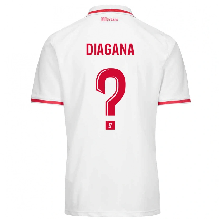 Danxen Niño Camiseta Abdoulaye Diagana #0 Blanco Rojo 1ª Equipación 2024/25 La Camisa