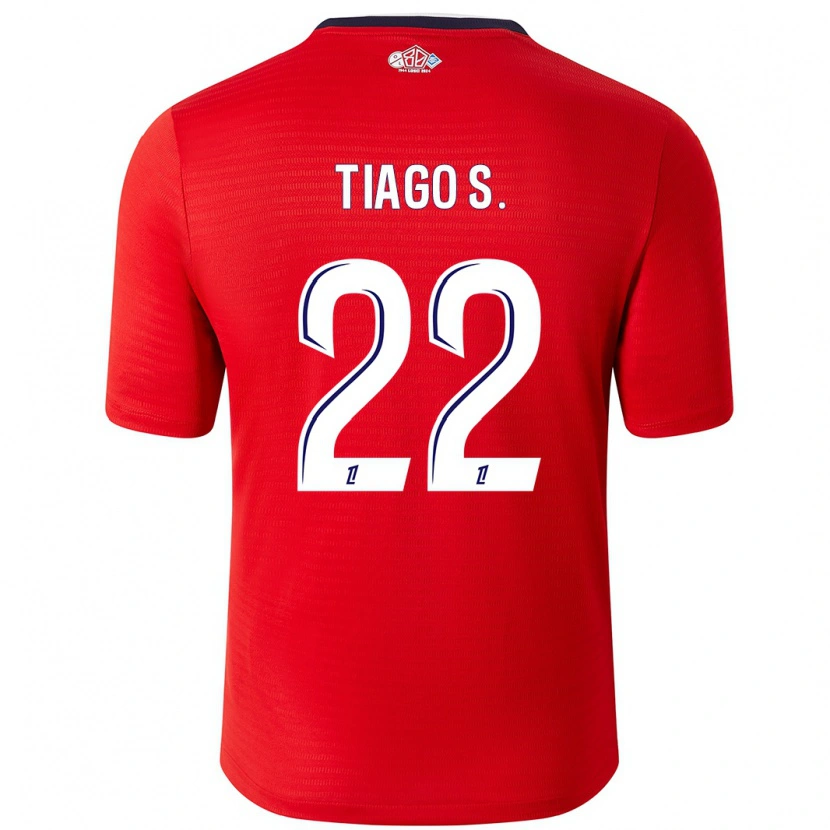 Danxen Niño Camiseta Tiago Santos #22 Rojo Blanco 1ª Equipación 2024/25 La Camisa