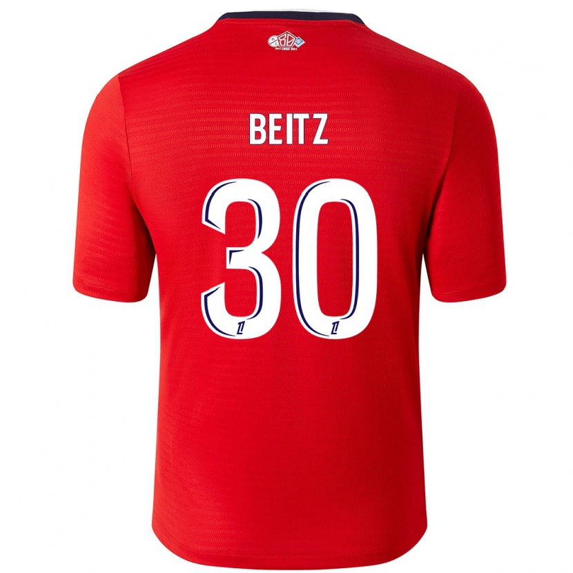 Danxen Niño Camiseta Taylor Beitz #30 Rojo Blanco 1ª Equipación 2024/25 La Camisa