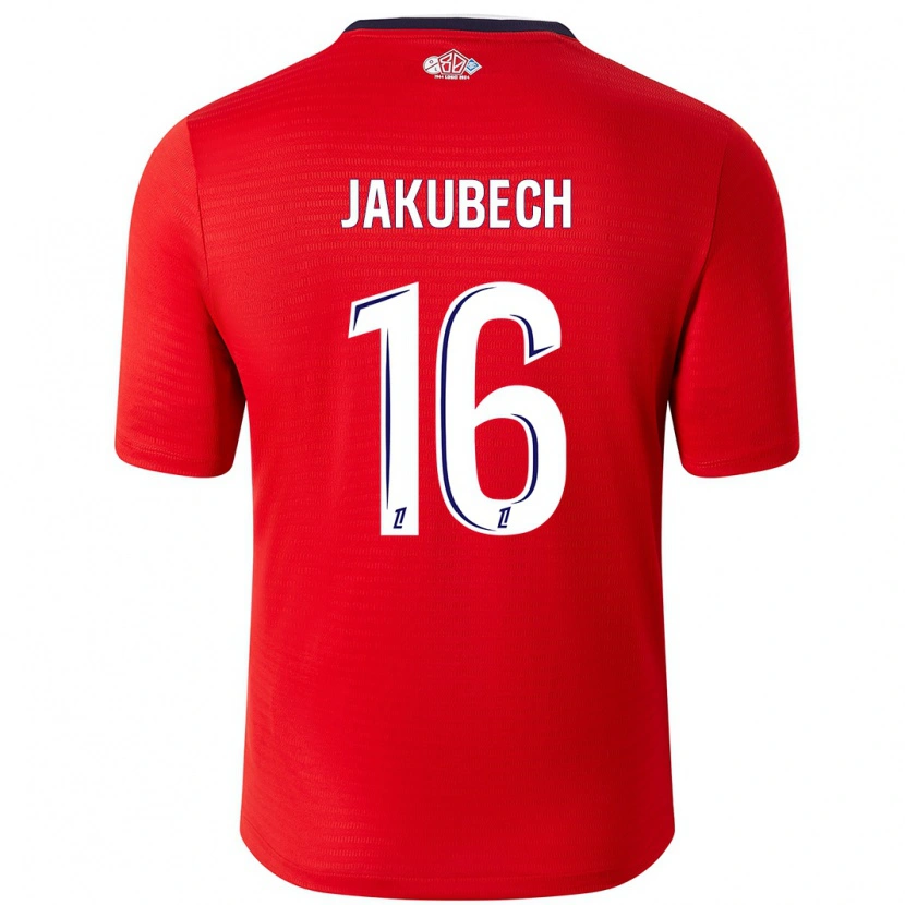 Danxen Niño Camiseta Adam Jakubech #16 Rojo Blanco 1ª Equipación 2024/25 La Camisa