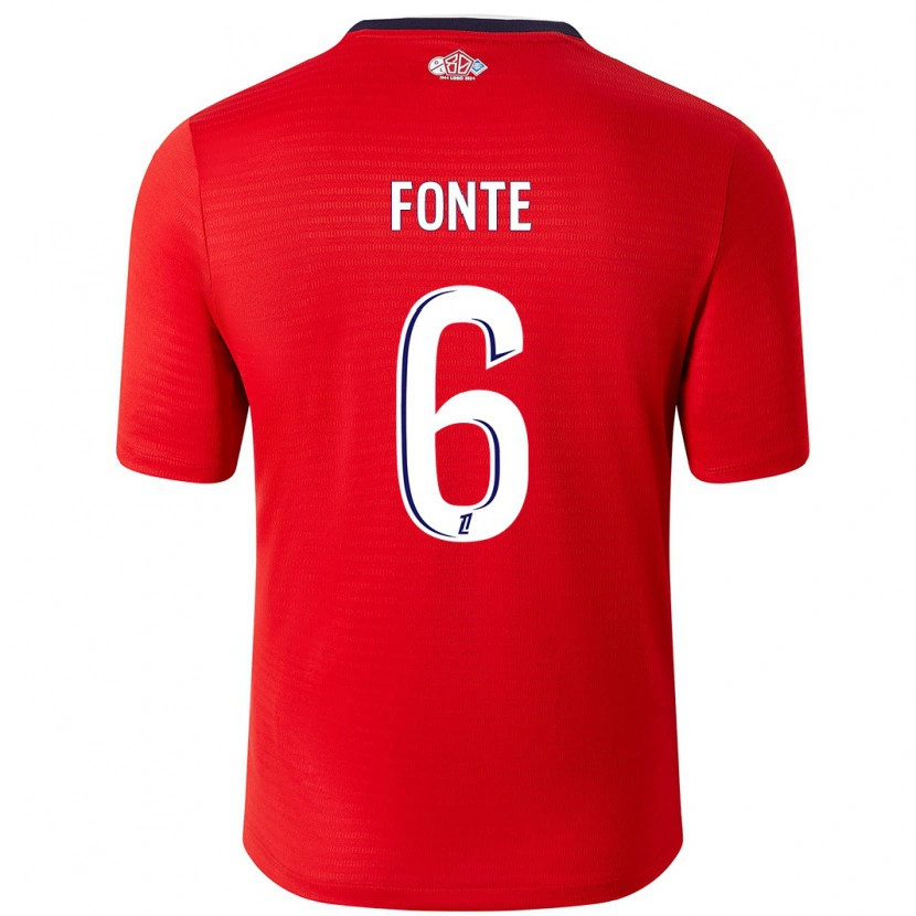 Danxen Niño Camiseta Jose Fonte #6 Rojo Blanco 1ª Equipación 2024/25 La Camisa