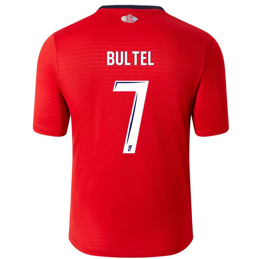 Danxen Niño Camiseta Ludivine Bultel #7 Rojo Blanco 1ª Equipación 2024/25 La Camisa