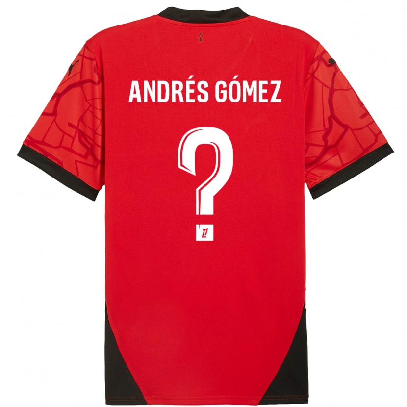 Danxen Niño Camiseta Carlos Andrés Gómez #0 Rojo Negro 1ª Equipación 2024/25 La Camisa