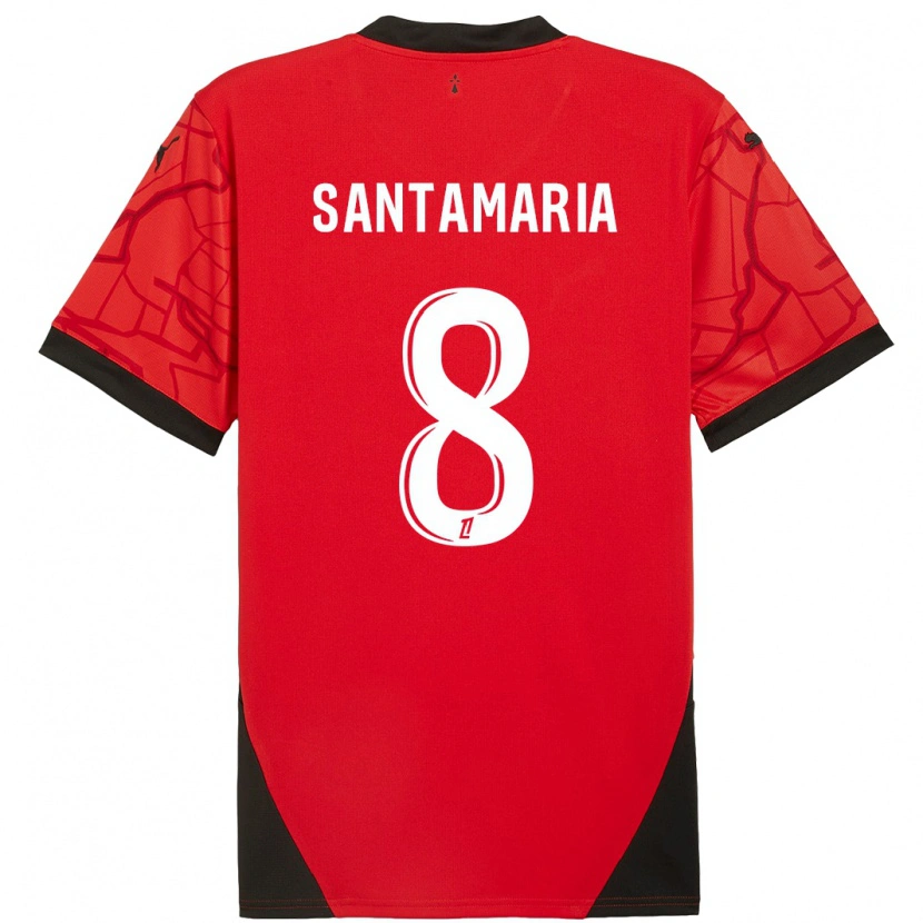 Danxen Niño Camiseta Baptiste Santamaria #8 Rojo Negro 1ª Equipación 2024/25 La Camisa