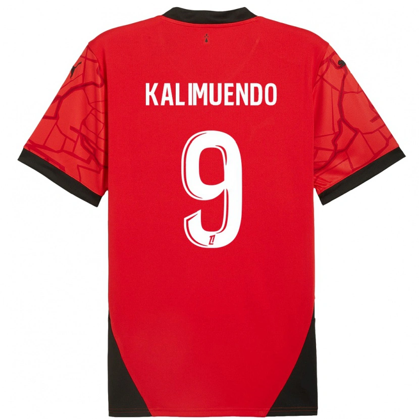 Danxen Niño Camiseta Arnaud Kalimuendo #9 Rojo Negro 1ª Equipación 2024/25 La Camisa