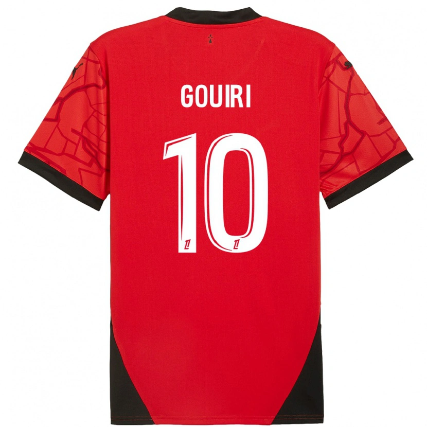 Danxen Niño Camiseta Amine Gouiri #10 Rojo Negro 1ª Equipación 2024/25 La Camisa