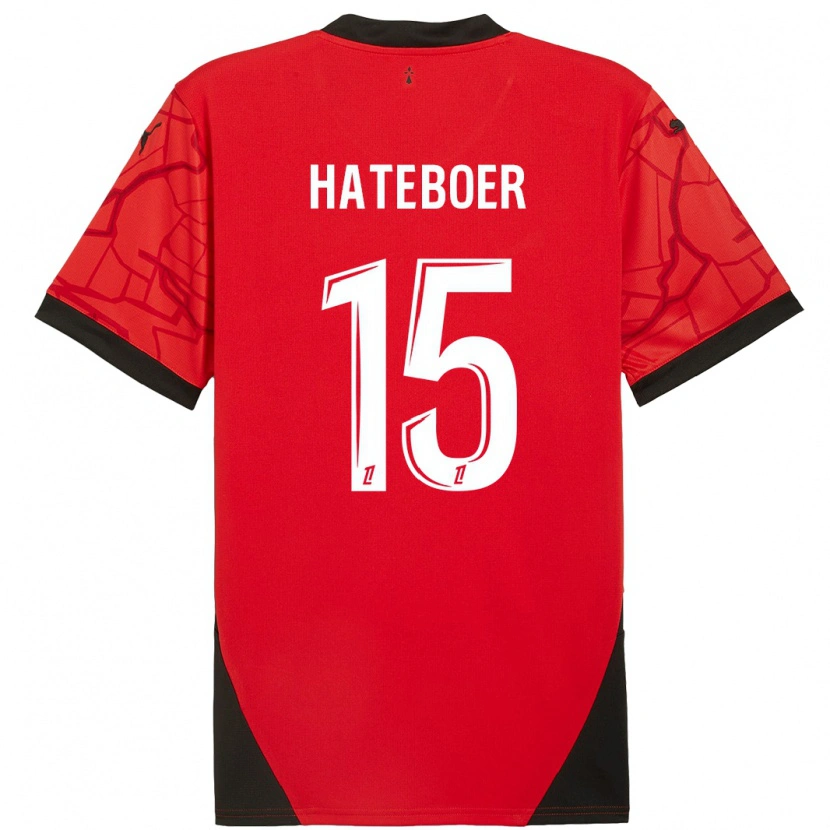 Danxen Niño Camiseta Hans Hateboer #15 Rojo Negro 1ª Equipación 2024/25 La Camisa