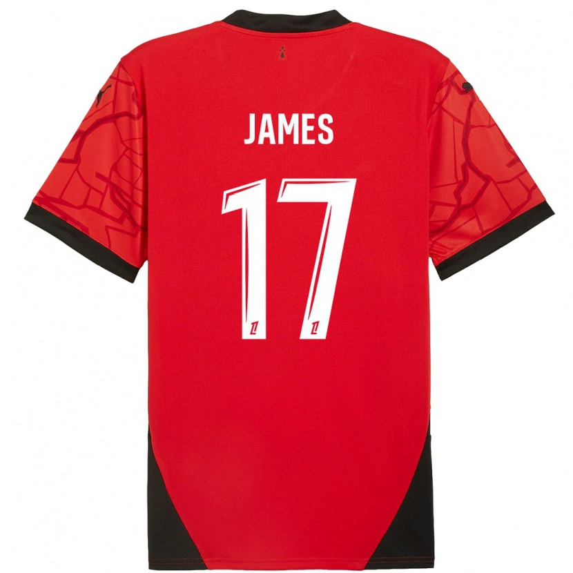 Danxen Niño Camiseta Jordan James #17 Rojo Negro 1ª Equipación 2024/25 La Camisa