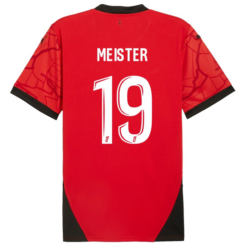 Danxen Niño Camiseta Henrik Meister #19 Rojo Negro 1ª Equipación 2024/25 La Camisa