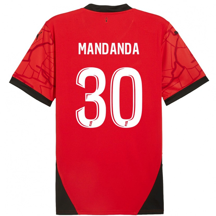 Danxen Niño Camiseta Steve Mandanda #30 Rojo Negro 1ª Equipación 2024/25 La Camisa