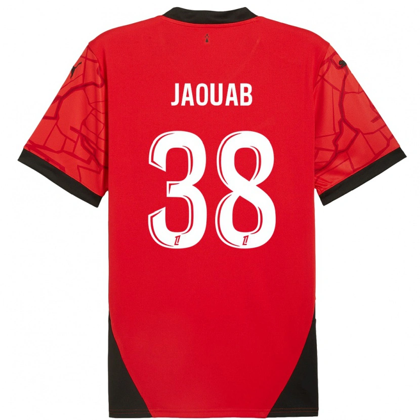 Danxen Niño Camiseta Mohamed Jaouab #38 Rojo Negro 1ª Equipación 2024/25 La Camisa