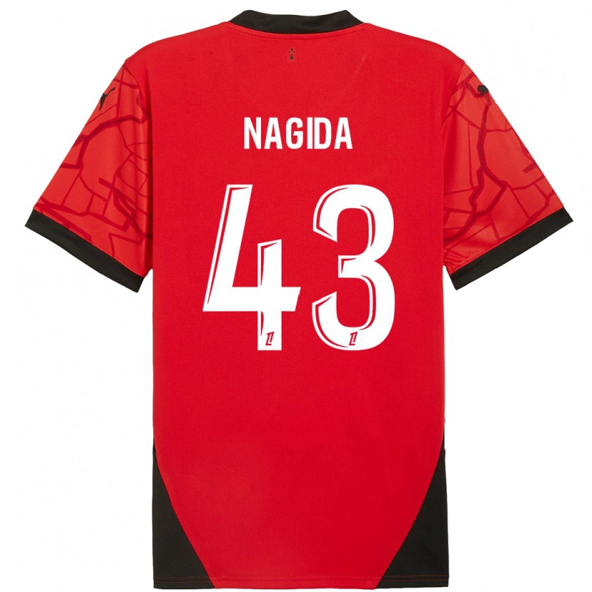 Danxen Niño Camiseta Mahamadou Nagida #43 Rojo Negro 1ª Equipación 2024/25 La Camisa