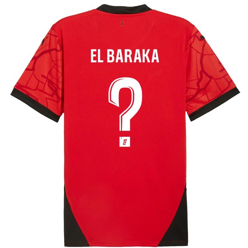 Danxen Niño Camiseta Jibril El Baraka #0 Rojo Negro 1ª Equipación 2024/25 La Camisa