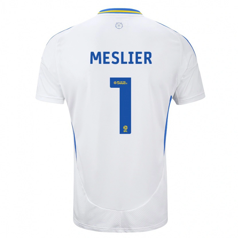 Danxen Niño Camiseta Illan Meslier #1 Blanco Azul 1ª Equipación 2024/25 La Camisa