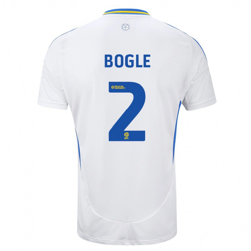 Danxen Niño Camiseta Jayden Bogle #2 Blanco Azul 1ª Equipación 2024/25 La Camisa