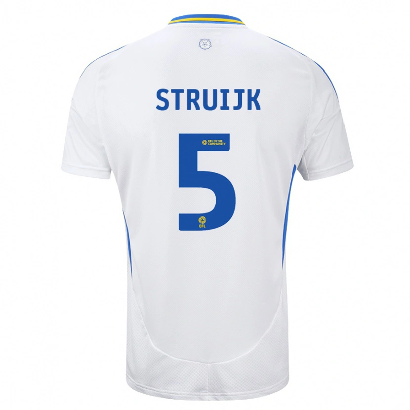 Danxen Niño Camiseta Pascal Struijk #5 Blanco Azul 1ª Equipación 2024/25 La Camisa