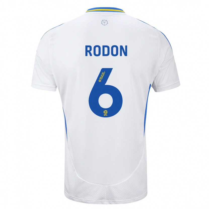 Danxen Niño Camiseta Joe Rodon #6 Blanco Azul 1ª Equipación 2024/25 La Camisa