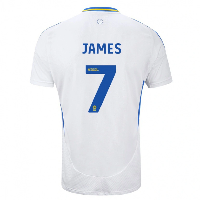 Danxen Niño Camiseta Daniel James #7 Blanco Azul 1ª Equipación 2024/25 La Camisa