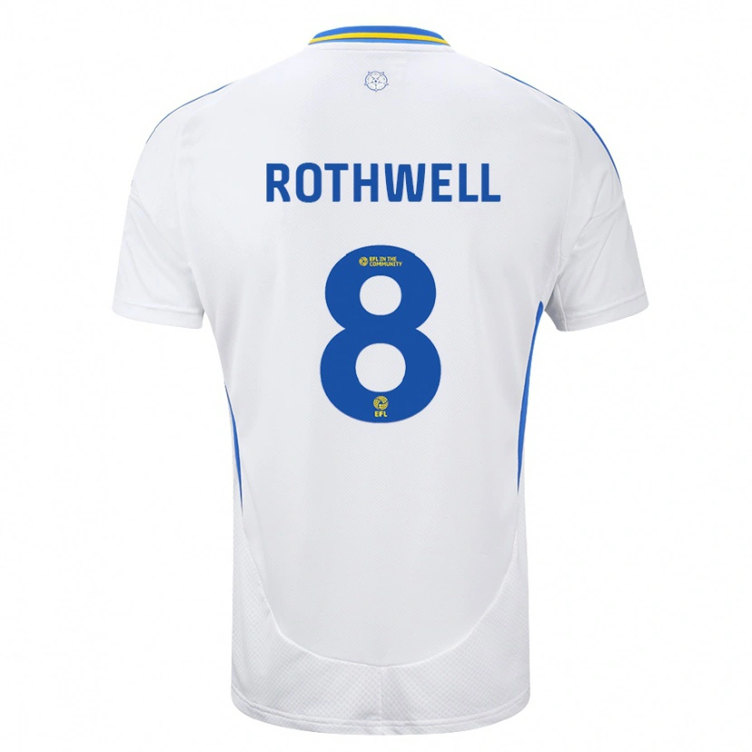 Danxen Niño Camiseta Joe Rothwell #8 Blanco Azul 1ª Equipación 2024/25 La Camisa