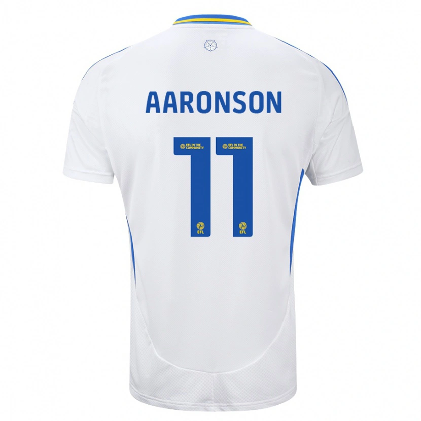 Danxen Niño Camiseta Brenden Aaronson #11 Blanco Azul 1ª Equipación 2024/25 La Camisa