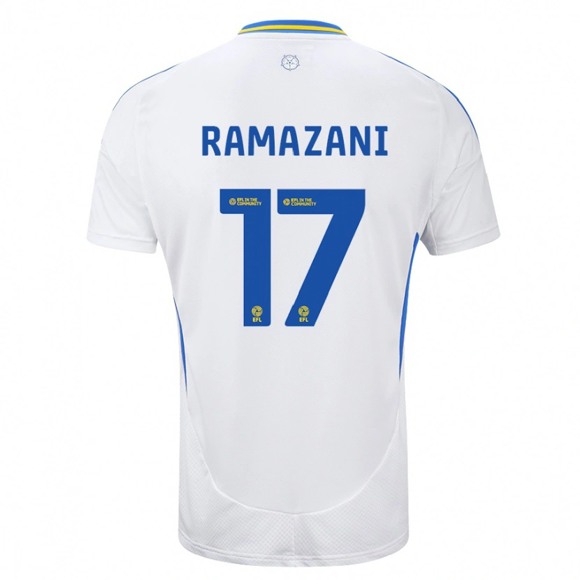 Danxen Niño Camiseta Largie Ramazani #17 Blanco Azul 1ª Equipación 2024/25 La Camisa