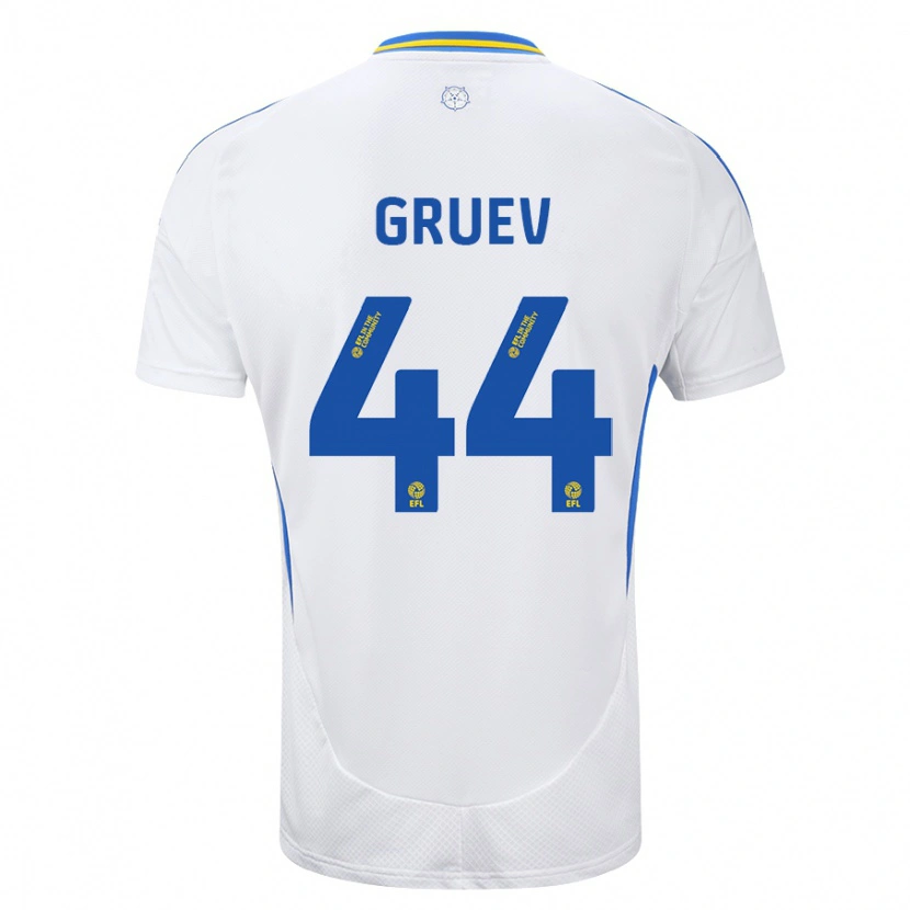 Danxen Niño Camiseta Ilia Gruev #44 Blanco Azul 1ª Equipación 2024/25 La Camisa