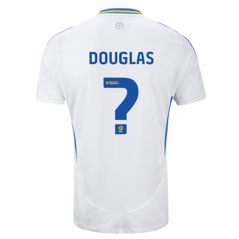 Danxen Niño Camiseta Connor Douglas #0 Blanco Azul 1ª Equipación 2024/25 La Camisa