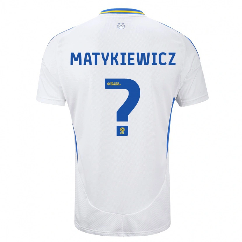 Danxen Niño Camiseta Luke Matykiewicz #0 Blanco Azul 1ª Equipación 2024/25 La Camisa