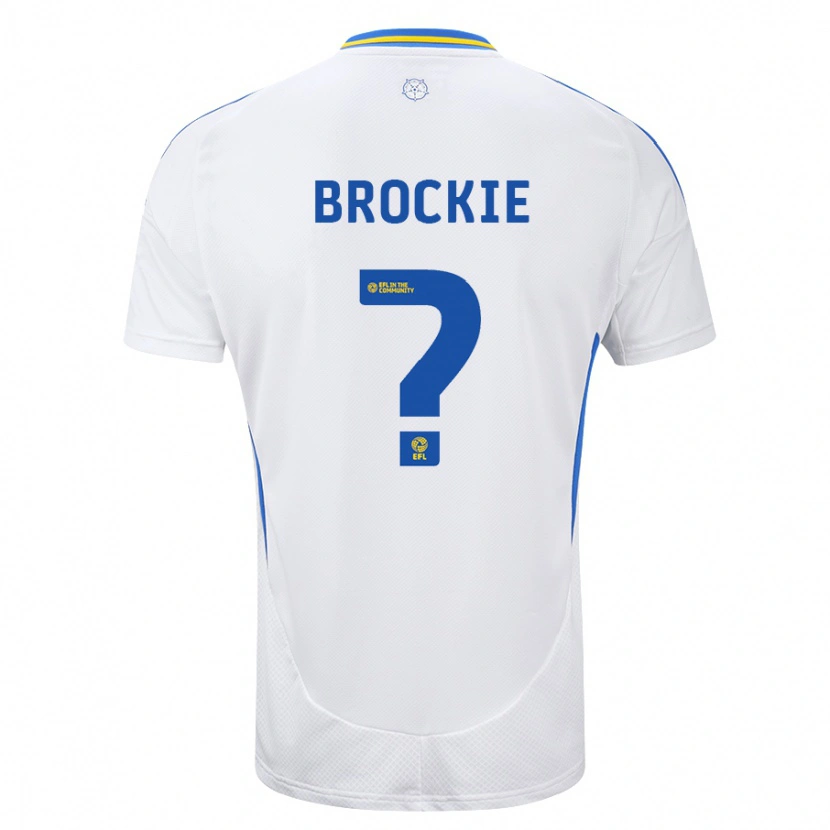 Danxen Niño Camiseta Devon Brockie #0 Blanco Azul 1ª Equipación 2024/25 La Camisa