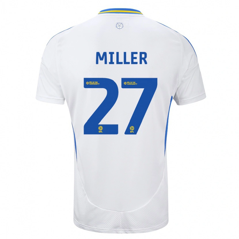 Danxen Niño Camiseta Amari Miller #27 Blanco Azul 1ª Equipación 2024/25 La Camisa