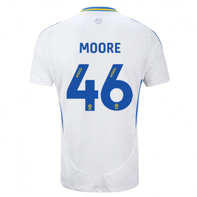 Danxen Niño Camiseta Kris Moore #46 Blanco Azul 1ª Equipación 2024/25 La Camisa