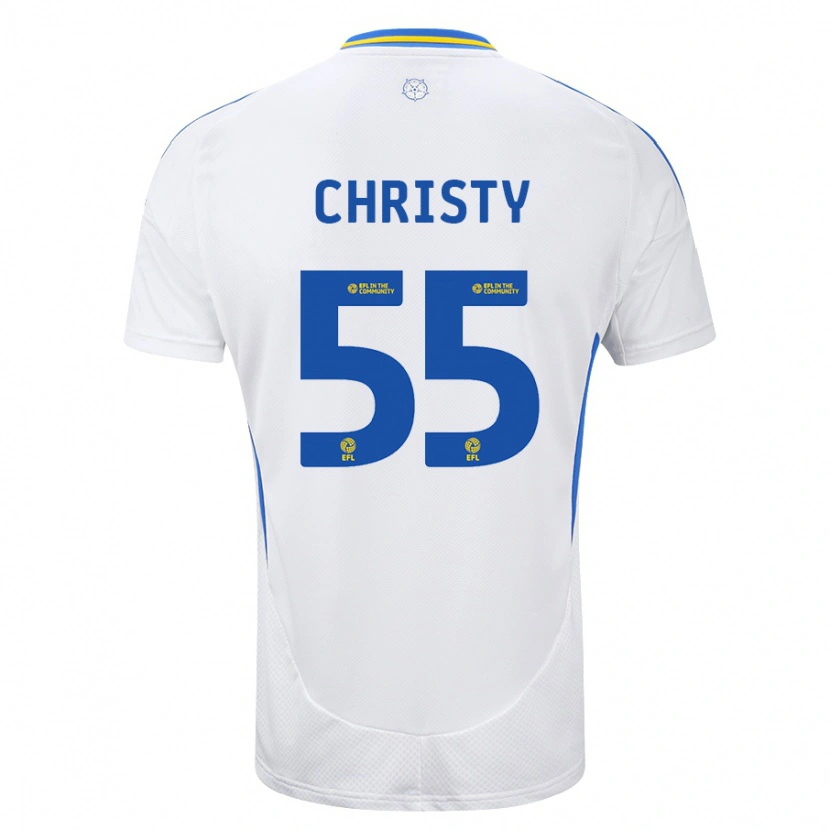 Danxen Niño Camiseta Harry Christy #55 Blanco Azul 1ª Equipación 2024/25 La Camisa