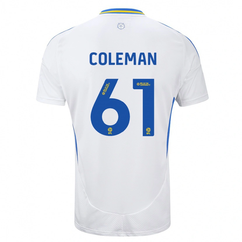 Danxen Niño Camiseta Cian Coleman #61 Blanco Azul 1ª Equipación 2024/25 La Camisa