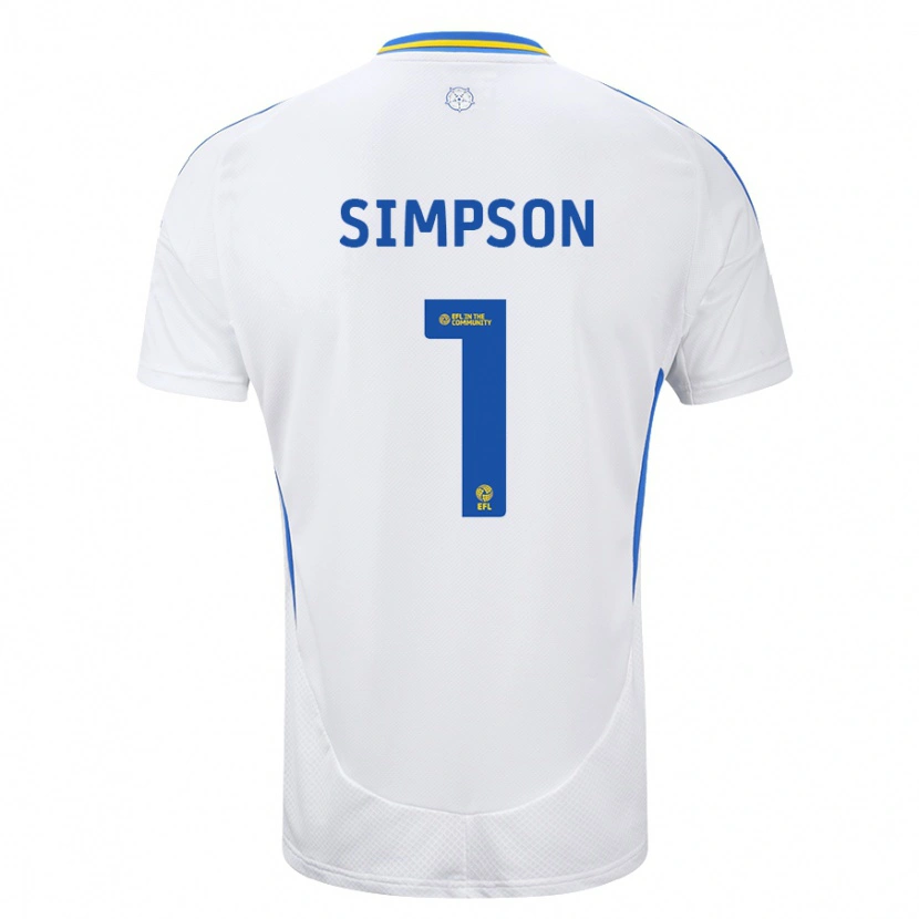 Danxen Niño Camiseta Carrie Simpson #1 Blanco Azul 1ª Equipación 2024/25 La Camisa