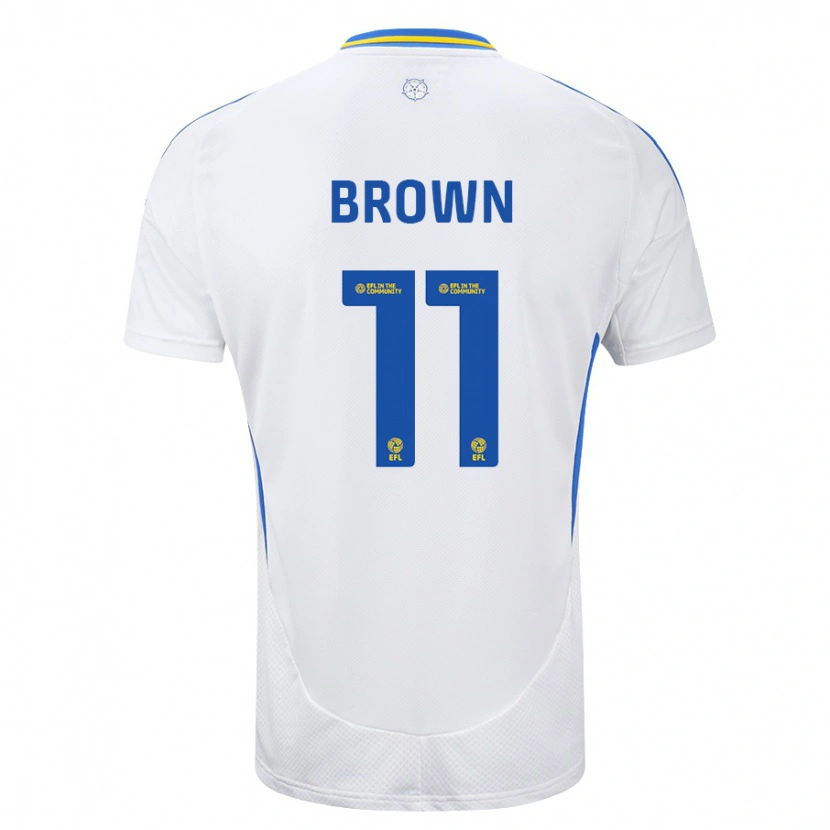 Danxen Niño Camiseta Abbie Brown #11 Blanco Azul 1ª Equipación 2024/25 La Camisa