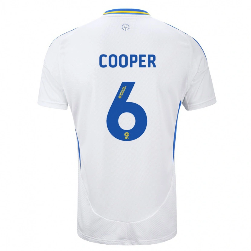 Danxen Niño Camiseta Liam Cooper #6 Blanco Azul 1ª Equipación 2024/25 La Camisa