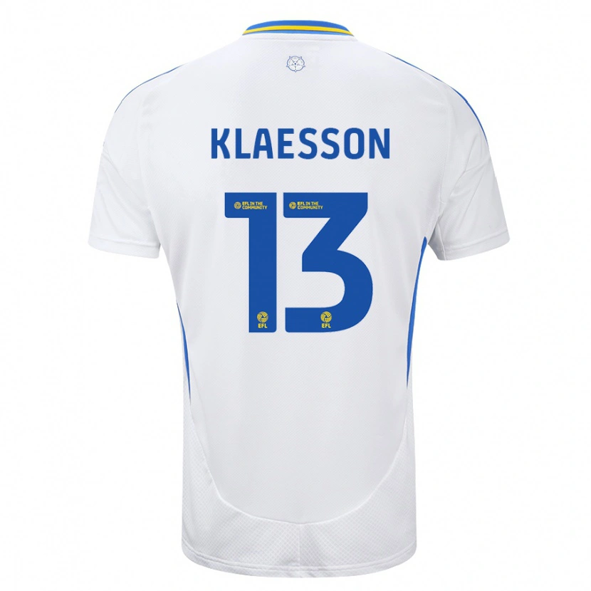 Danxen Niño Camiseta Kristoffer Klaesson #13 Blanco Azul 1ª Equipación 2024/25 La Camisa